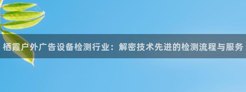 杏宇平台怎么样：栖霞户外广告设备检测行业：解密技术先进的检测流程与服务