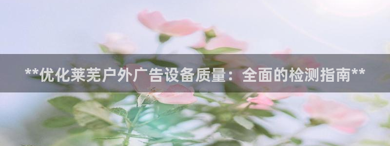 杏宇平台提现为什么这么久呢：**优化莱芜户外广告设备质量：全面的检测指南**
